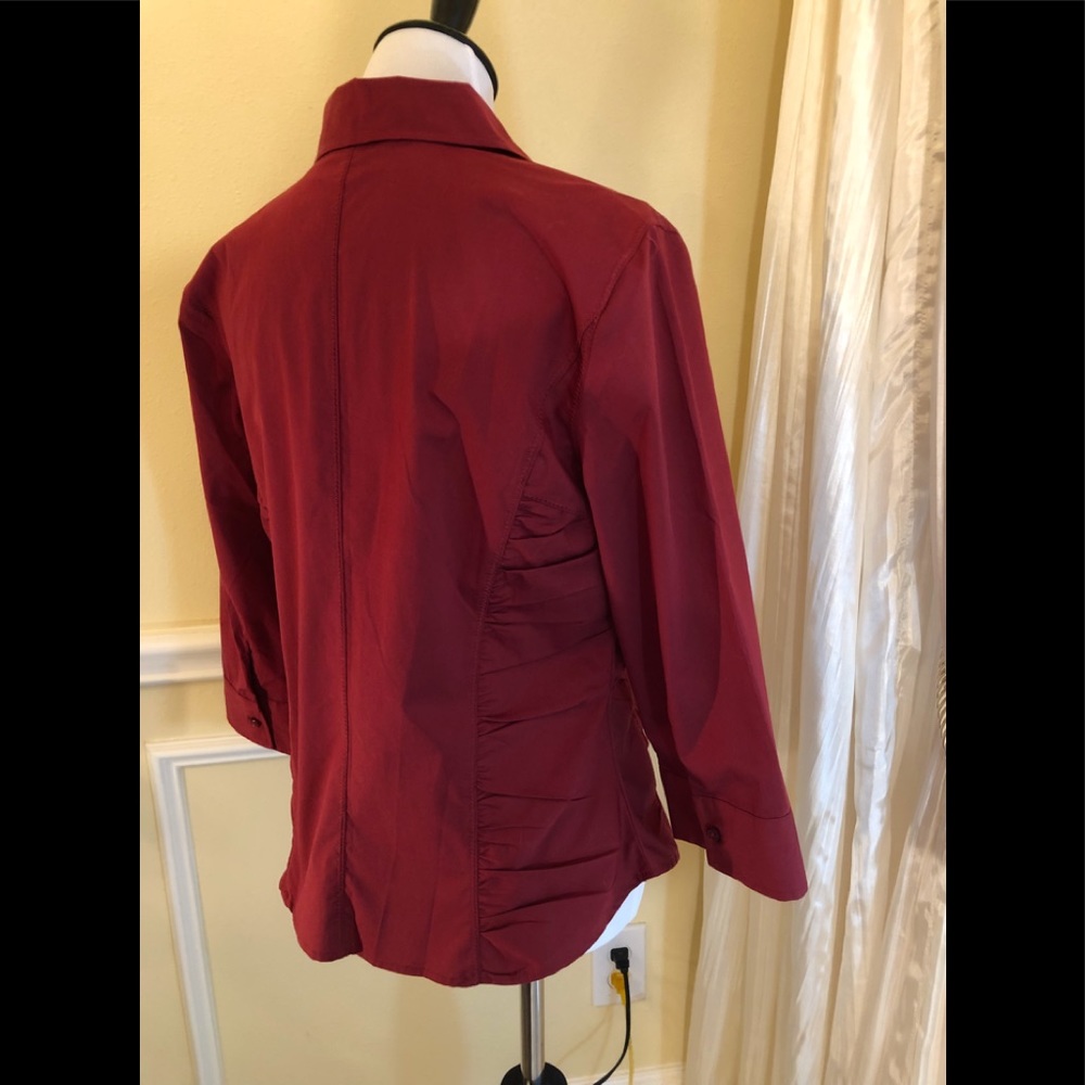 Renuar Ruched Red Blouse - Picture 2 of 6